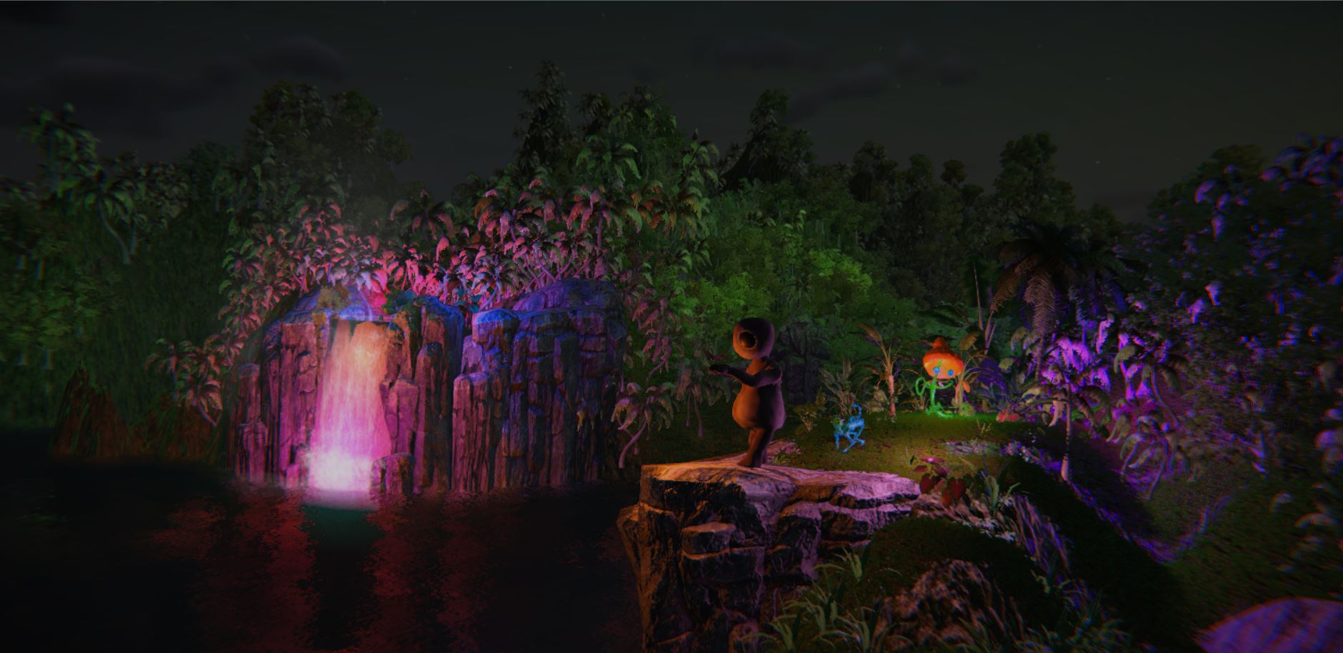Neon Waterfall Lagoon and Friends